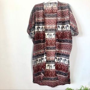 Live 4 Truth Kimono Chiffon Duster Elephant Print